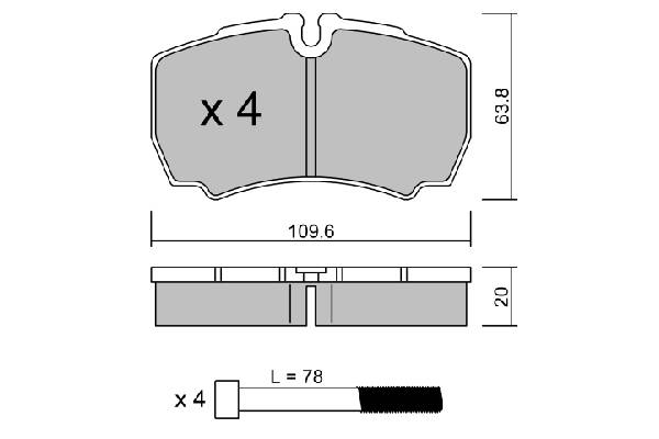 Rear brake pad set