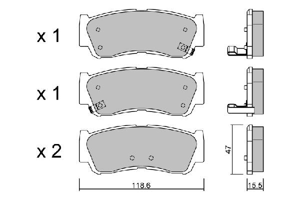 Rear brake pad set