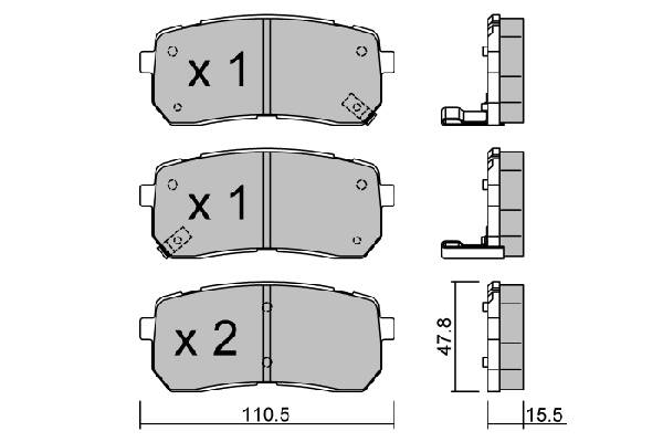 Rear brake pad set
