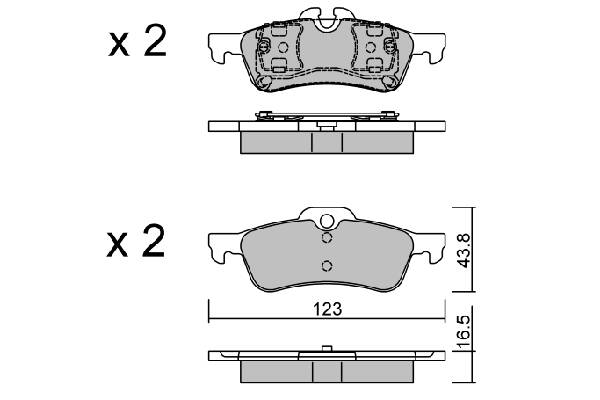 Rear brake pad set