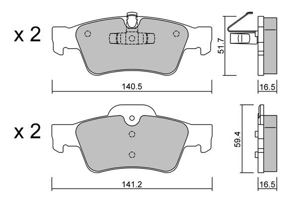 Rear brake pad set
