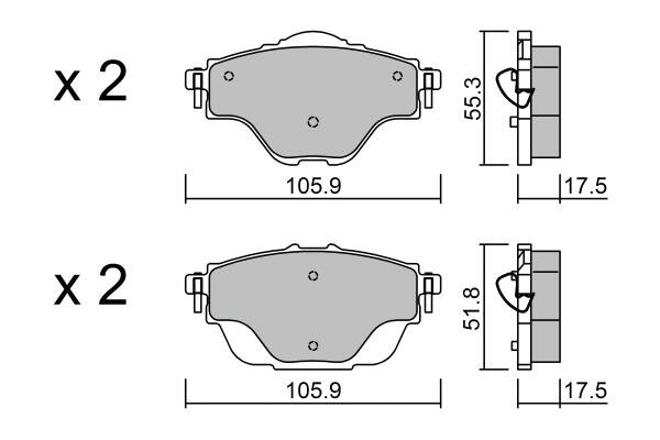Rear brake pad set