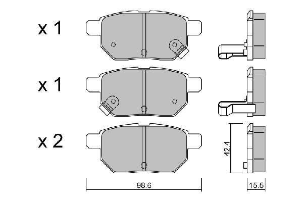 Rear brake pad set