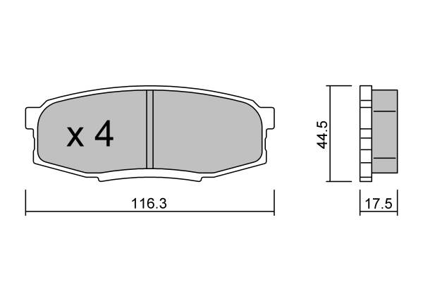 Rear brake pad set