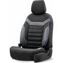 Juego completo de fundas de asiento Otom Individual 203 negras/azules con 3 cremalleras. AMIO - OT74052