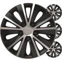 4-piece quick-release car wheel trims, black and silver, 15" AMIO - 0068