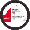 Black steering wheel cover with red stitching, 37-39cm AMIO - 01355