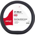 Black steering wheel cover with flat bottom, 37-39cm AMIO - 02304