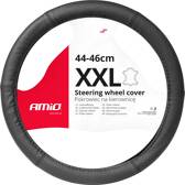 XXL Black Leather Steering Wheel Cover AMIO - 44 to 46 cm AMIO - 03559