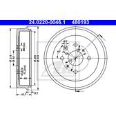Brake drums (2-wheel set) ATE - 24.0220-0046.1