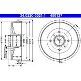 Brake drums (2-wheel set) ATE - 24.0220-3021.1