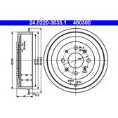 Brake drums (2-wheel set) ATE - 24.0220-3035.1