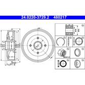 Brake drums (2-wheel set) ATE - 24.0220-3729.2