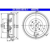 Brake drums (2-wheel set) ATE - 24.0222-8018.1