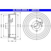 Brake drums (2-wheel set) ATE - 24.0223-0008.2