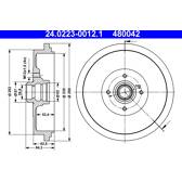 Brake drums (2-wheel set) ATE - 24.0223-0012.1
