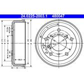 Brake drums (2-wheel set) ATE - 24.0225-2003.1