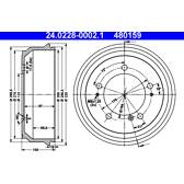 Brake drums (2-wheel set) ATE - 24.0228-0002.1