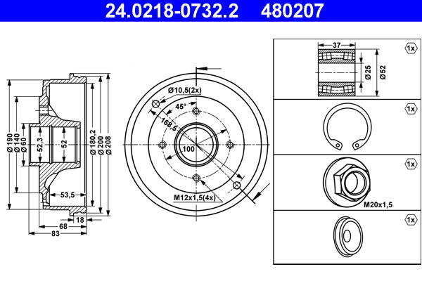 Brake drums (2-wheel set)