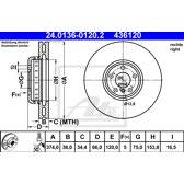 Bremsscheibe (pro Einheit) ATE - 24.0136-0120.2