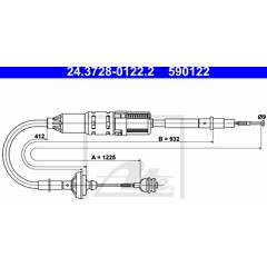 Cable d'embrayage ATE - 24.3728-0122.2