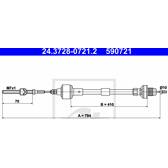 Cable Pull, clutch control ATE - 24.3728-0721.2