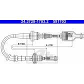 Cable Pull, clutch control ATE - 24.3728-1703.2