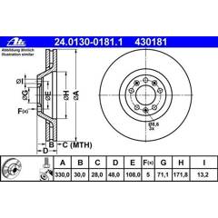Ate disco de freno 24.0130-0181.1 para Citroën c Peugeot