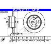Jeu de 2 disques de frein ATE - 24.0109-0114.1