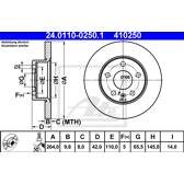 Jeu de 2 disques de frein ATE - 24.0110-0250.1