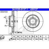 Jeu de 2 disques de frein ATE - 24.0120-0137.1
