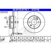 Jeu de 2 disques de frein ATE - 24.0112-0116.1