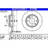 Jeu de 2 disques de frein ATE - 24.0113-0185.1