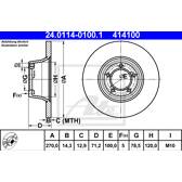 Jeu de 2 disques de frein ATE - 24.0114-0100.1