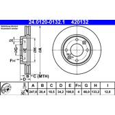Jeu de 2 disques de frein ATE - 24.0120-0132.1