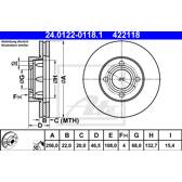 Jeu de 2 disques de frein ATE - 24.0122-0118.1