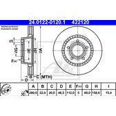 Jeu de 2 disques de frein ATE - 24.0122-0120.1