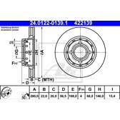 Jeu de 2 disques de frein ATE - 24.0122-0139.1