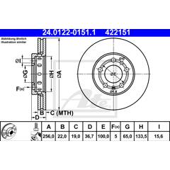 Jeu de 2 disques de frein ATE - 24.0122-0151.1