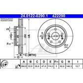 Jeu de 2 disques de frein ATE - 24.0122-0290.1
