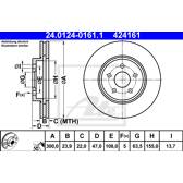 Jeu de 2 disques de frein ATE - 24.0124-0161.1