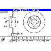Brake disc set (2) ATE - 24.0108-0100.1