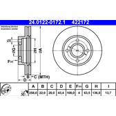 Brake disc set (2) ATE - 24.0122-0172.1