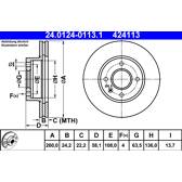 Brake disc set (2) ATE - 24.0124-0113.1
