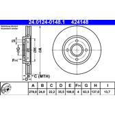 Brake disc set (2) ATE - 24.0124-0148.1