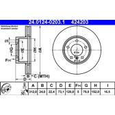 Brake disc (per unit) ATE - 24.0124-0203.1