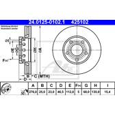 Brake disc set (2) ATE - 24.0125-0102.1