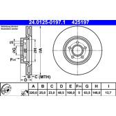 Brake disc (per unit) ATE - 24.0125-0197.1