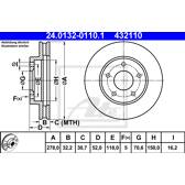 Brake disc set (2) ATE - 24.0132-0110.1