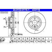 Brake disc (per unit) ATE - 24.0132-0116.1